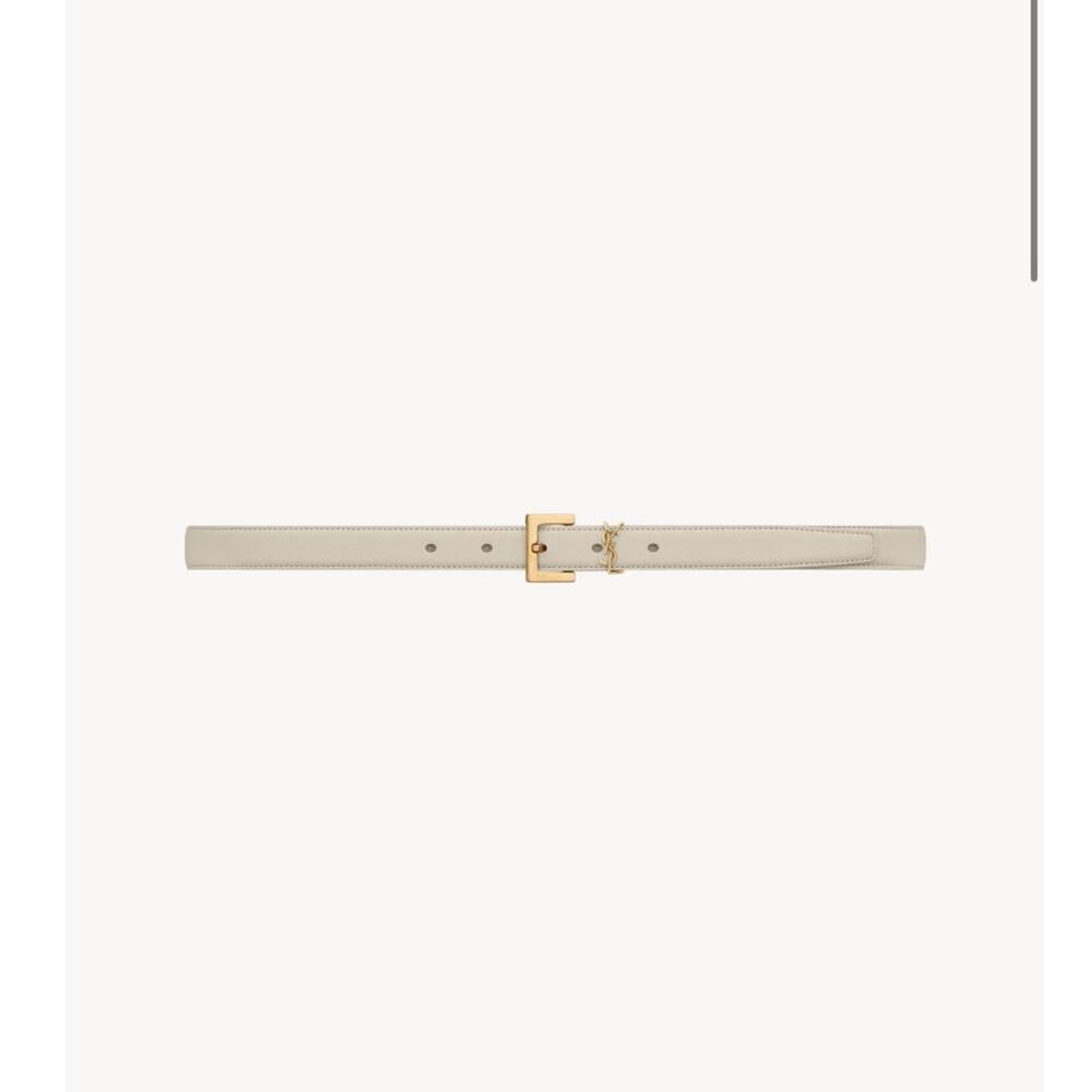 YSL CASSANDRE LEATHER BELT w SQUARE BUCKLE 3cm size 80